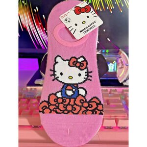 Hello Kitty Liners Socks 3 Pack Pair Stay Put Pink Bows White Gray 2024 Sanrio